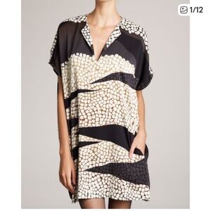 Diane von Furstenberg Squareton Silk Caftan Tunic Dress Excellent Size S